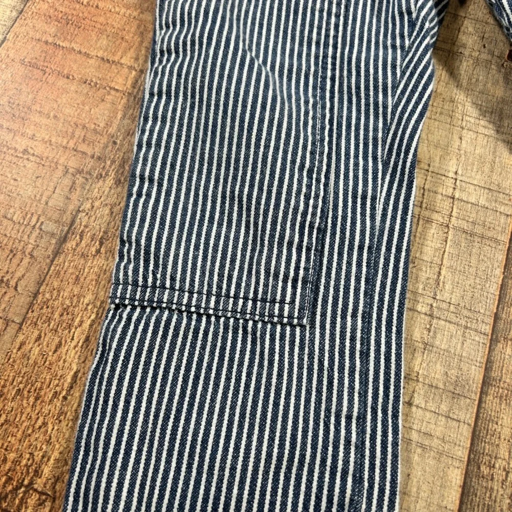 Old Navy Blue White Hickory Stripe Carpenter Pants Denim Elastic Waist Kids 3T